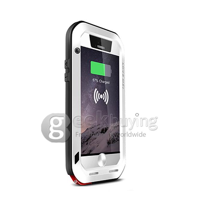 Lovemei Dirt/Snow/Shockproof Powerful Gorilla Glass Metal Case With QI Wireless Receiver For iPhone6 4.7 - White