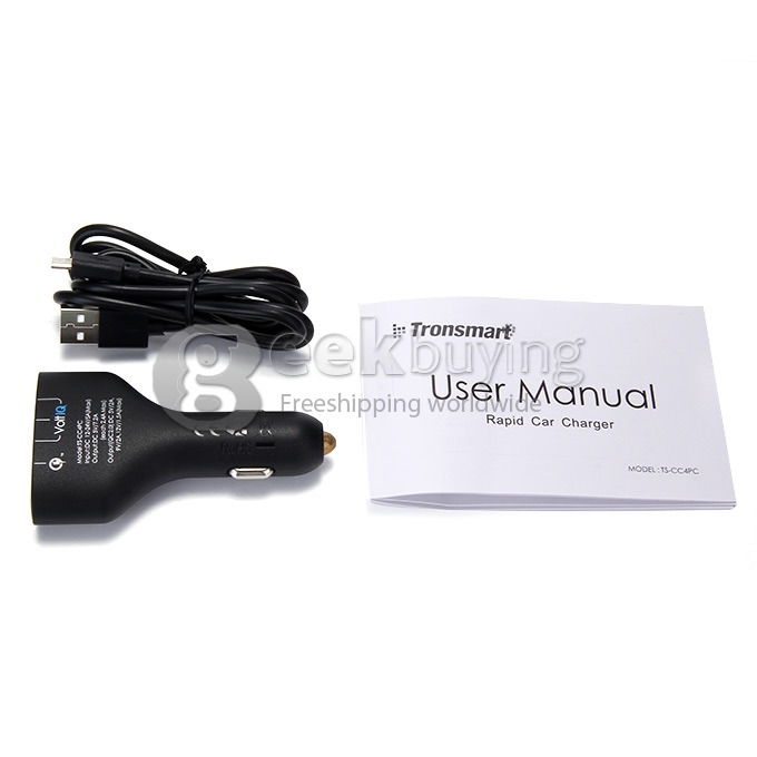 [Qualcomm Certified] Tronsmart Quick Charge 2.0 54W 4 Ports Car Charger for Samsung/ Google Nexus 6/ Sony Xperia/ Xiaomi/ Asus Zenfone 2