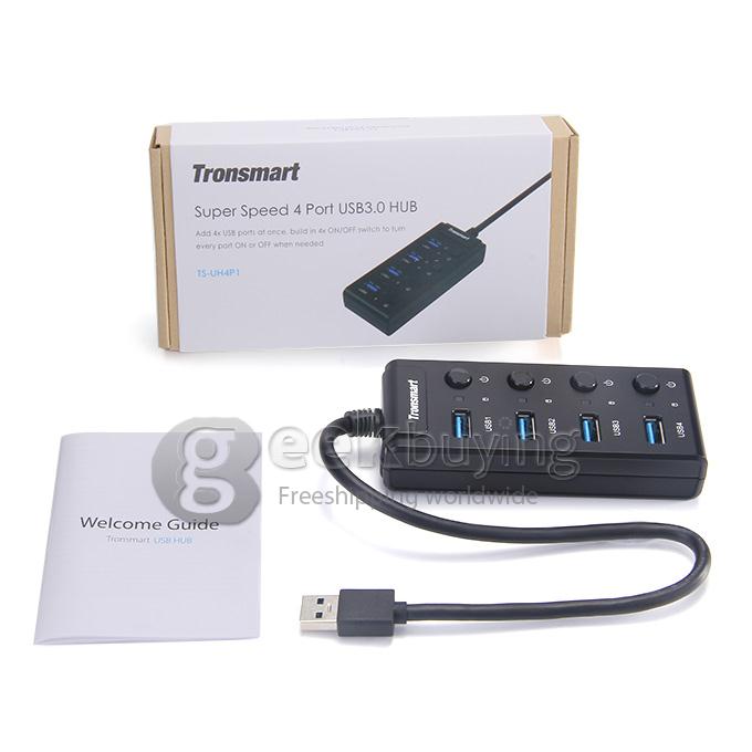 [France Stock]Tronsmart TS-UH4P1 4 Port Portable Super Speed USB Hub With 4 ON/OFF Switch For Travel