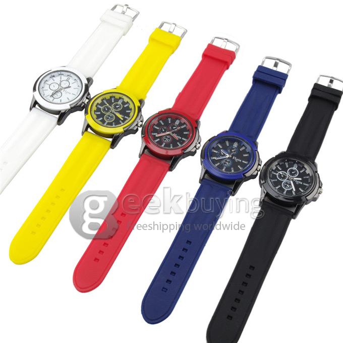 YR WH077 Fashion Leisure Unisex Sports Quartz Watch With Round Dial - Black
