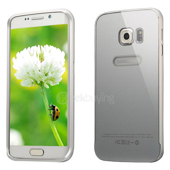 Metal Bumper Shockproof Protect Slim Back Case Cover for Samsung Galaxy S6 Edge - Silver