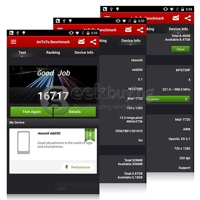 VKWORLD VK6050 5.5inch 64bit 4G LTE Android 5.1 6050mAh Battery Smartphone MTK6735 Quad Core 1GB RAM 16GB ROM - Black