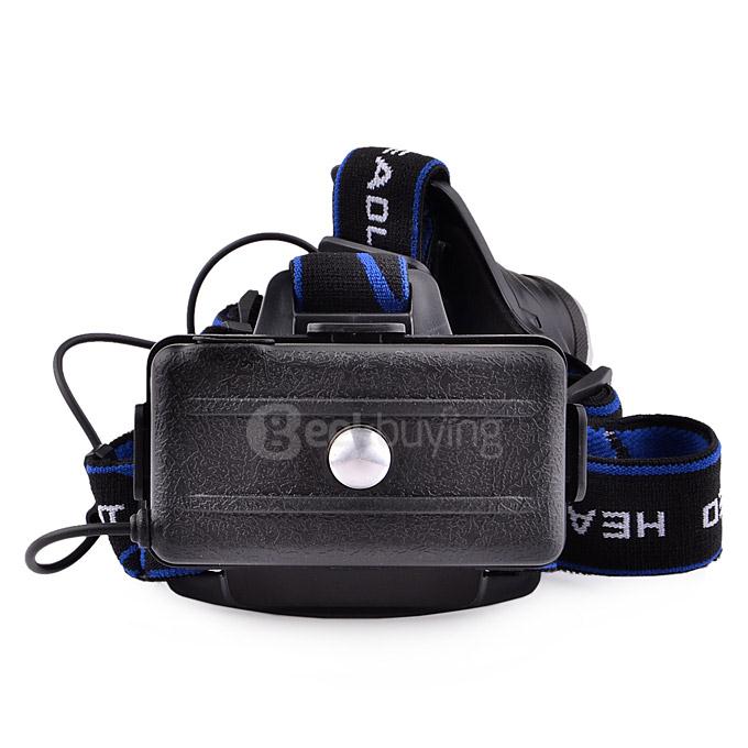 LightsCastle CREE XM-L T6 1800lm 3-Mode LED Zoomable Headlight Headlamp - Black