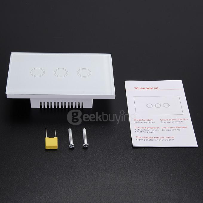 Funry Y8 Home Touch Switch Triple Touch Control 1 Way Intelligent Control Switch With Overload Protection - US