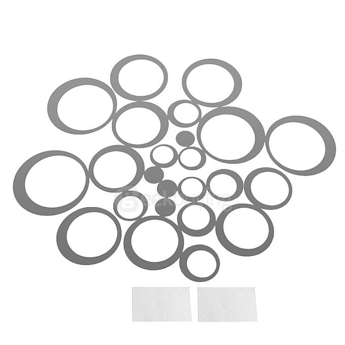 24 Pcs  Fashion Circular Wall Sticker Decal Poster DIY Room Art Home Decor - Silver
