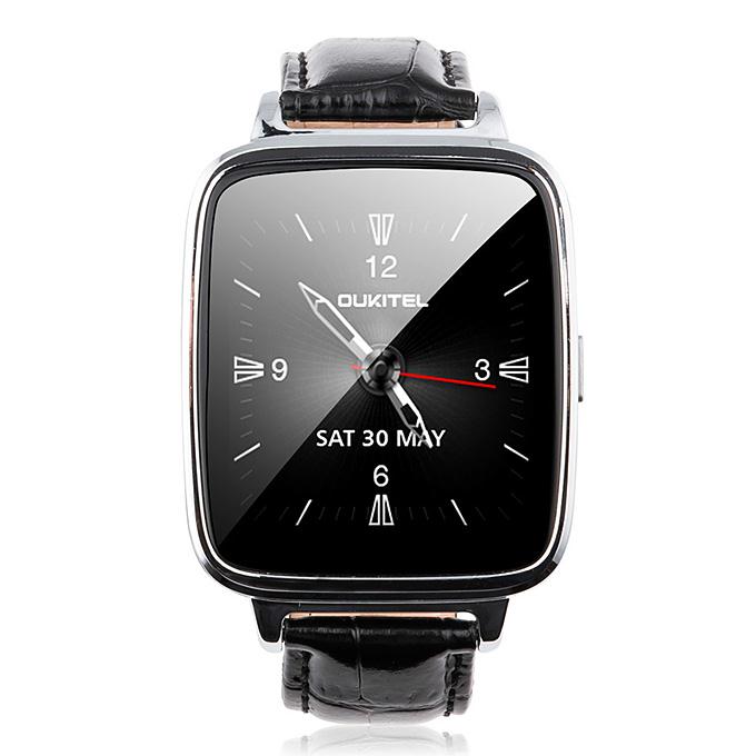 OUKITEL A28 1.54' Bluetooth Smart Watch MT2502A BT4.0 With Genuine Leather Strap For iOS Android - Black