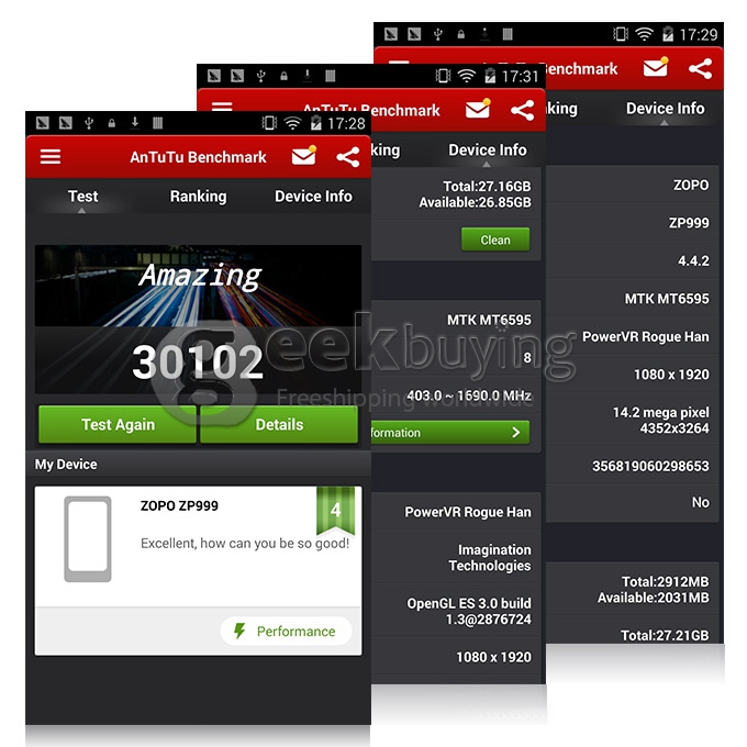 Zopo ZP999 Pro Lion Heart 4G Smartphone 3GB RAM 32GB ROM MTK6595 Octa Core 2.0GHz 5.5 inch FHD Android 4.4 14.0MP - Black