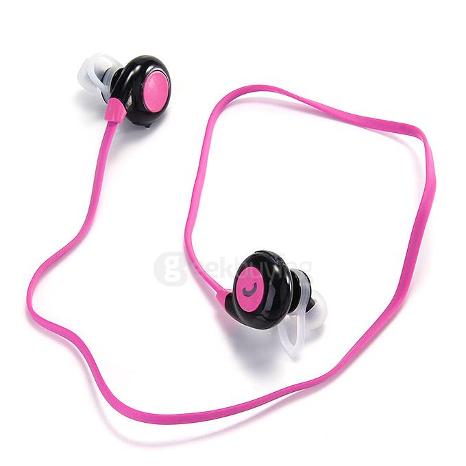 BT-H108 Bluetooth Stereo Headset BT4.1 Headphone Wireless Earbuds Sports Earphone Dual Power Supply - Pink