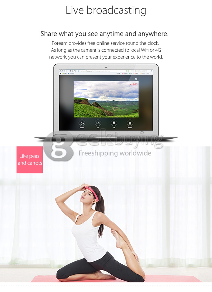 Foream X1 Ambarella A7 1080P 30fps 87 Wide Angles 8 million pixels head-mounted sport camera - Red