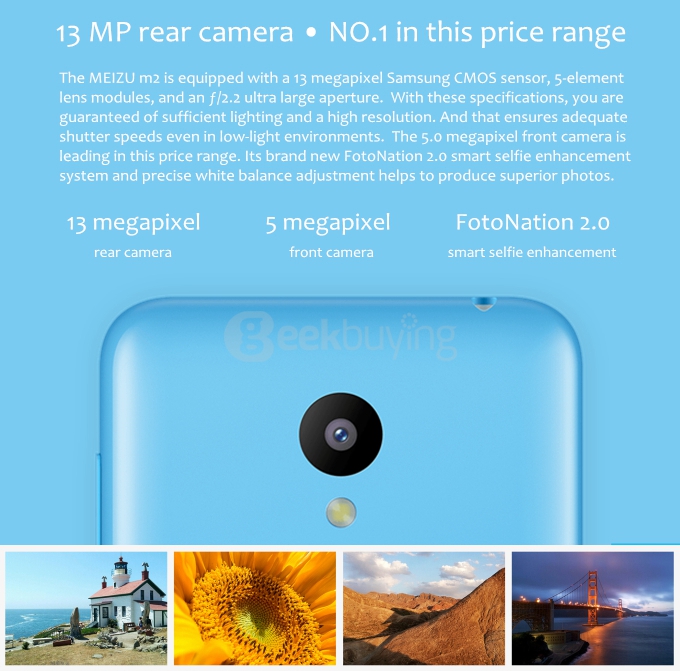 MEIZU M2 Mini 5.0inch 4G Android 5.1 Flyme 4.5 2GB 16GB Smartphone 64bit MT6735 Quad Core 13.0MP 5.0MP Miracast - White