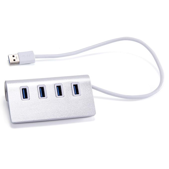 Fast Speed 4 Ports USB 3.0 Aluminum Alloy Hub - Silver