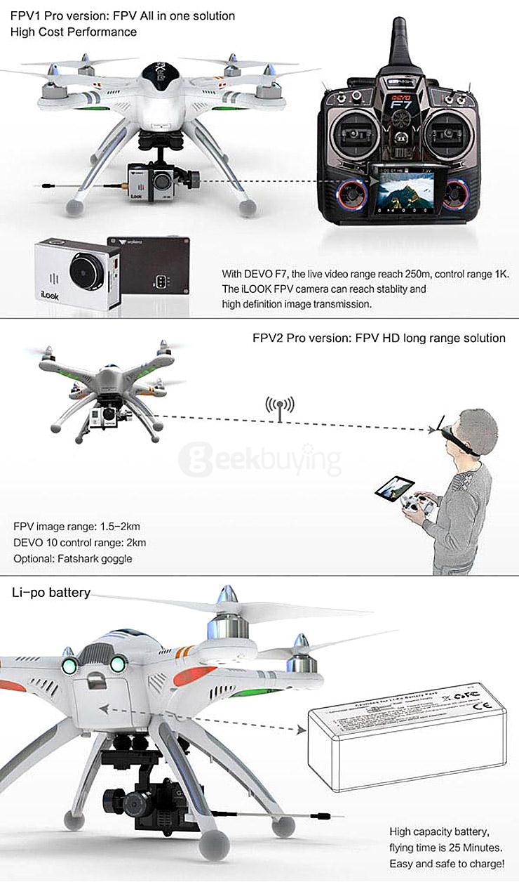 Walkera QR X350 PRO FPV GPS Quadcopter With DEVO 10/G-2D Gimbal RTF