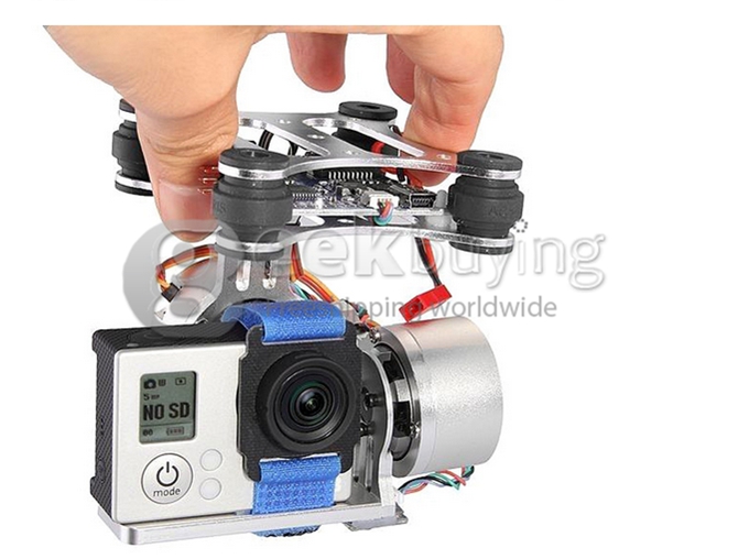Aluminum Brushless Gimbal for GoPro Sport Camera DJI Phantom Aircraft - Silver