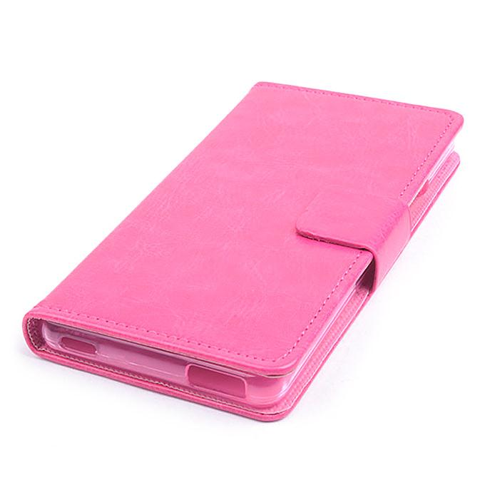 Protective Hard Cover Flip Stand Leather Case for ZTE Nubia Z9 Mini Smartphone - Rose