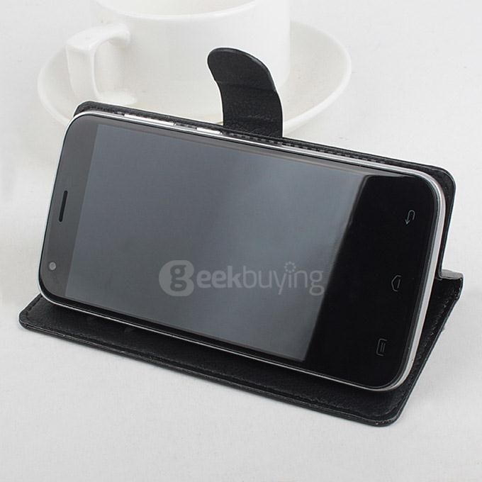 Protective Hard Cover Flip Stand Leather Case for Doogee Valencia 2 Y100 Pro Smartphone - Black