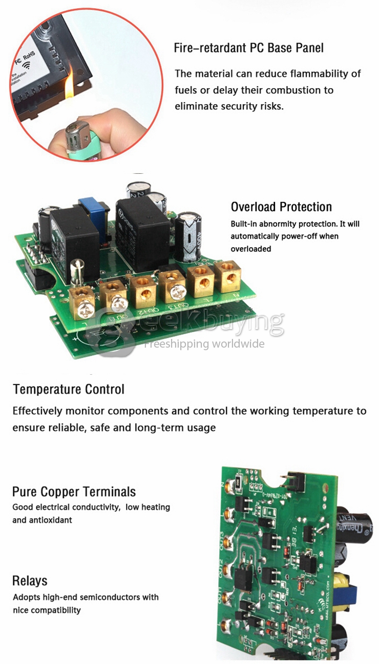 Funry Y8 Home Touch Switch Single Touch Control 1 Way Intelligent Control Switch With Overload Protection - EU