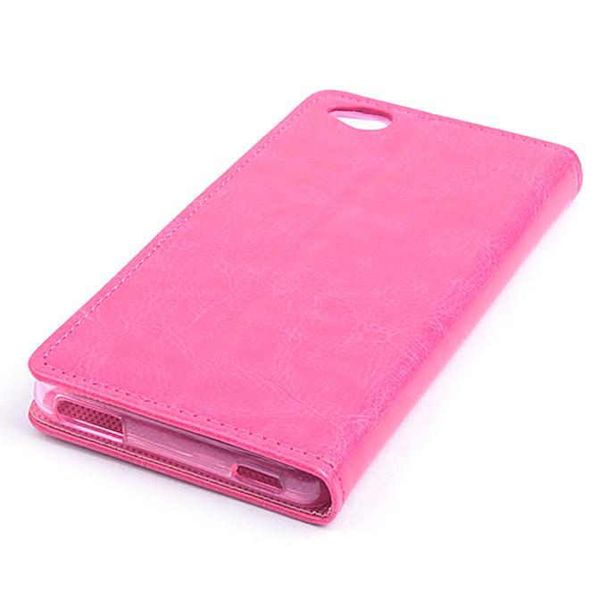 Protective Hard Cover Flip Stand Leather Case for ZTE Nubia Z9 Mini Smartphone - Rose
