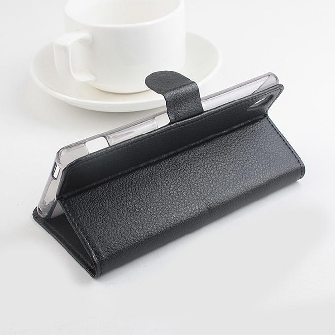 Protective Hard Cover Flip Stand Leather Case for Sony Xperia M4 Smartphone - Black