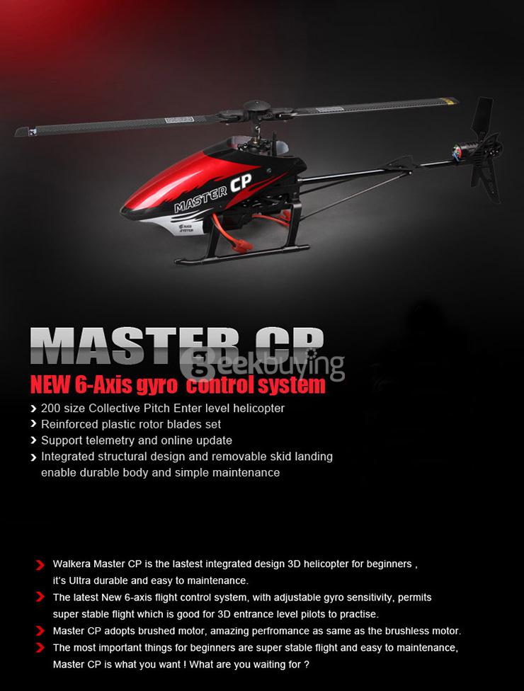 Walkera Master CP Flybarless RC Helicopter 6CH 6Axis Gyro 3D Telemetry Sky Fighter BNF Without Transmitter