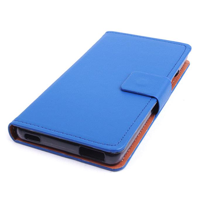 Protective Hard Cover Flip Stand Leather Case for ZTE Nubia Z9 Mini Smartphone - Dark Blue