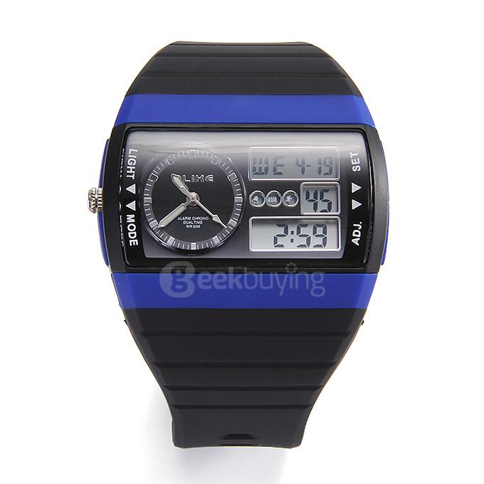 ALIKE AK8116 Multi Functions Men Sport Watch Analog & Digital Time Date LED Display - Blue