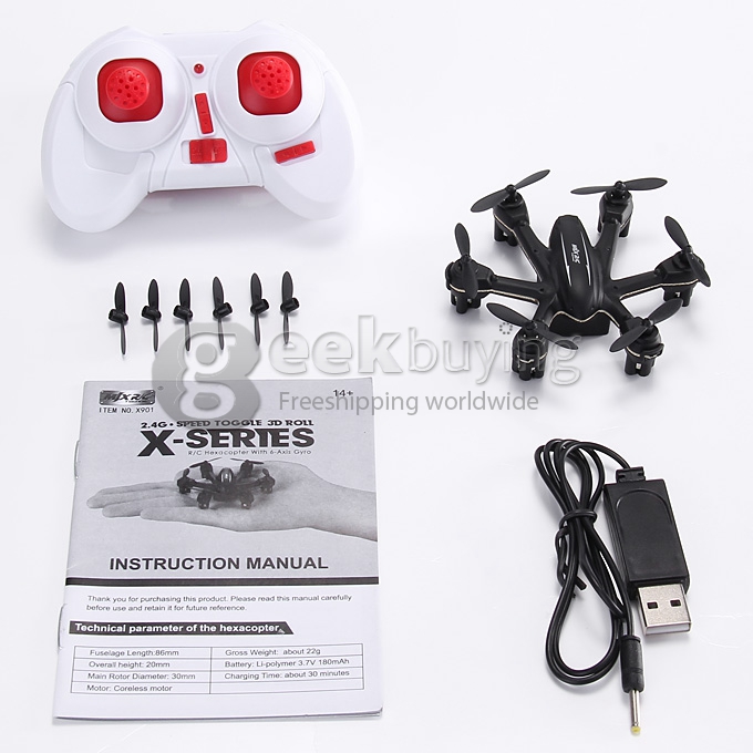MJX X901 Nano Hexacopter 2.4G 6 Axis Gryo 3D Flip One Key To Roll Mini Drone With Transmitter - White