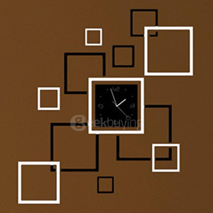 Fashion Clock Photo Frame Removable Decal DIY Art Wall Sticker for Home Decor - Silver