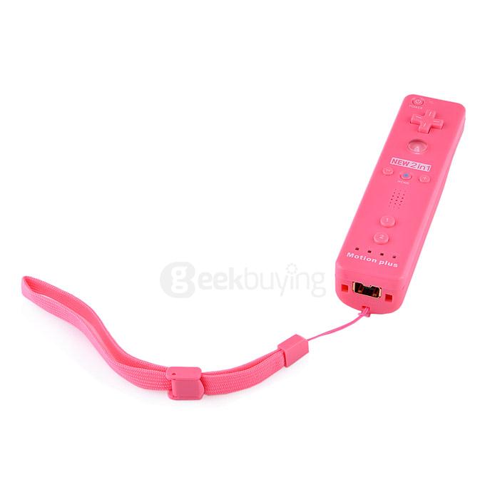 Remote Controller Nunchuck Set With Motion Tech Accelerator Silicone Sleeve Strap For Wii MotionPlus (2 x AA) - Pink