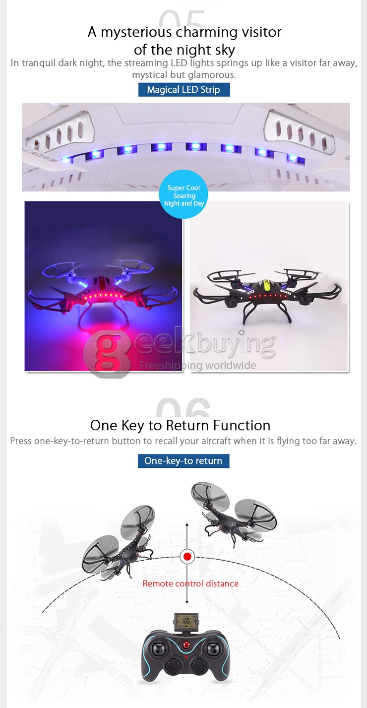 New Version Upgraded JJRC H8C 2.4G 4CH 6-Aixs Altitude Hold Mode With 2MP HD Camera RC Quadcopter RTF - White