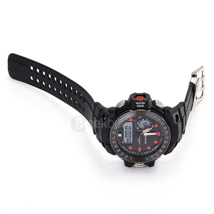 ALIKE AK15112 Multi Functions Men Quartz LED Sports Watch Anolog & Digtal Time Day Display - Orange