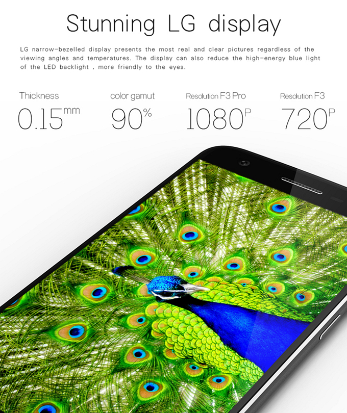 DOOGEE F3 Pro 4G 5.0Inch FHD Android 5.1 3GB 16GB Smartphone MTK6753 64bit Octa Core 2.5D Corning Gorilla Glass - Black