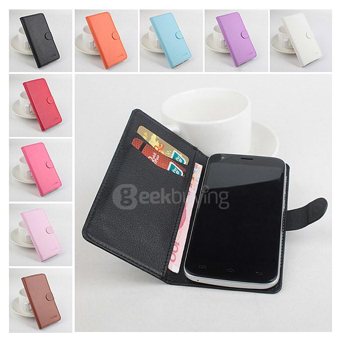 Protective Hard Cover Flip Stand Leather Case for Doogee Valencia 2 Y100 Pro Smartphone - Black