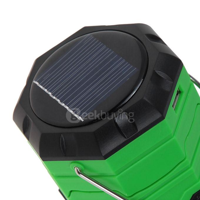 Y03 Solar Power Rechargeable 7-LED Camping Light With USB Interface - Green