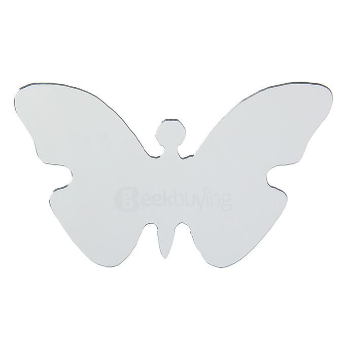 Modern Butterfly Fairy Mirrors Wall Stickers DIY Acrylic Wall Decals for Home Decoration - Silver