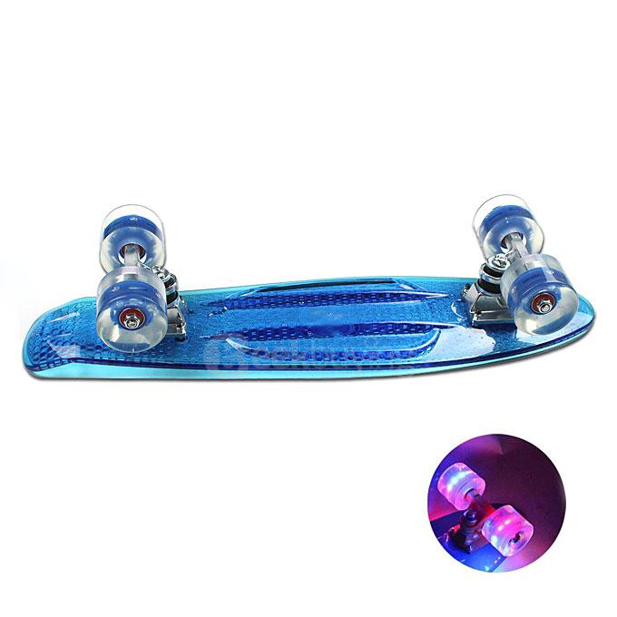 FC-02 CBLU Mini Fish Skateboard Mini Skate Fish Long Board with Flashing Wheels