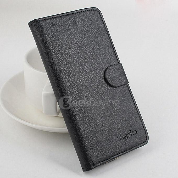 Protective Hard Cover Flip Stand Leather Case for Doogee Valencia 2 Y100 Pro Smartphone - Black