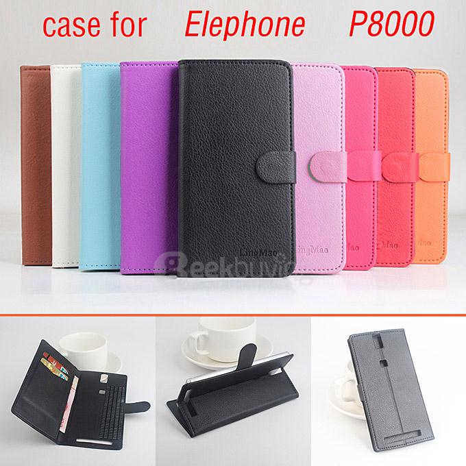 Protective Hard Cover Flip Stand Leather Case for Elephone P8000 Smartphone - Red
