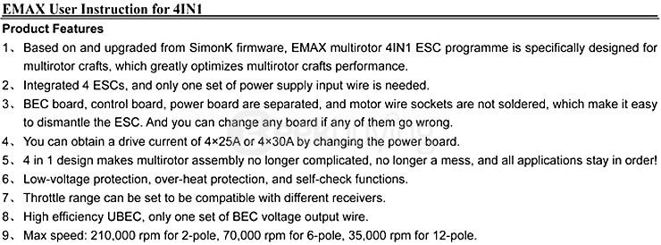 Emax 4-in-1 SimonK 25A Brushless ESC Built-in UBEC For Multirotor/Quadcopter
