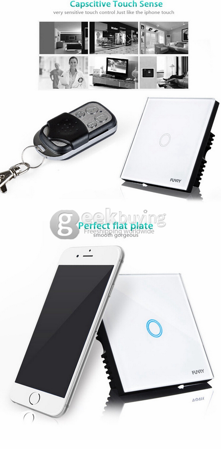 Funry Y8 Home Touch Switch Single Remote Control 1 Way Intelligent Control Switch With Overload Protection - EU