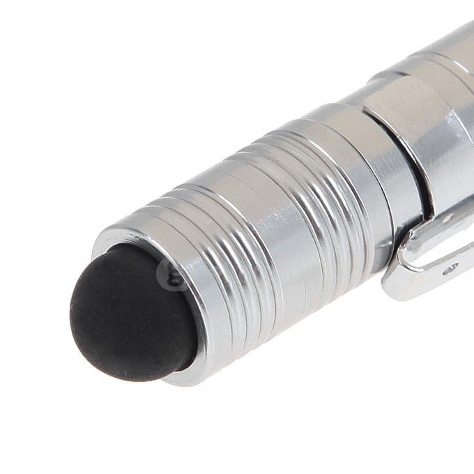 KX-905 Mini LED Pen Light White Light Penlight Flashlight w/ Touch Pen-Silver 1xAAA