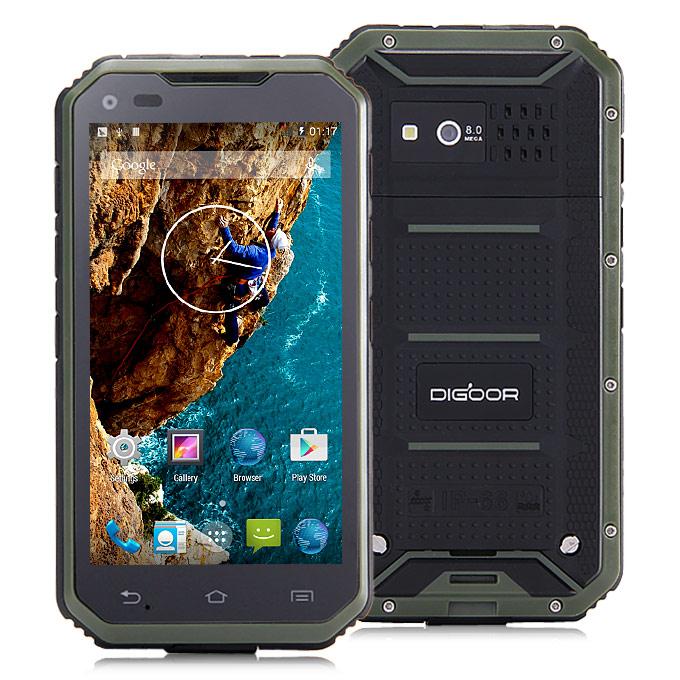 DIGOOR DG2 Plus IP68 Rugged Phone 5.0inch Android 4.4 MTK6582 Quad Core 1.3GHz 1GB 8GB 8.0MP Talkback Miracast - Green