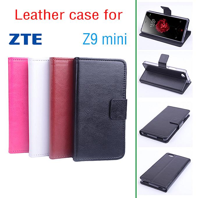 Protective Hard Cover Flip Stand Leather Case for ZTE Nubia Z9 Mini Smartphone - Rose