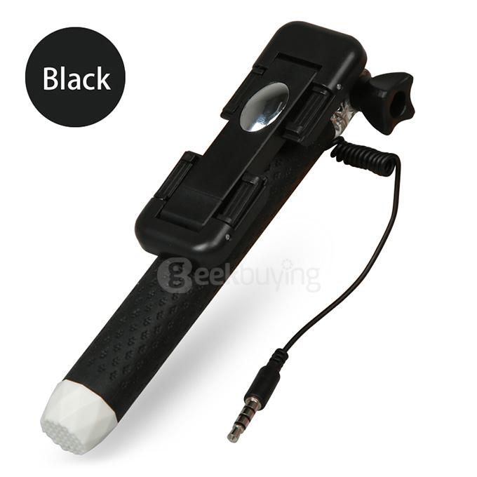 3.5mm Super MINI Selfie Stick Extendable Handheld Monopod Self Timer For iPhone Samsung Galaxy HTC Gopro - Black