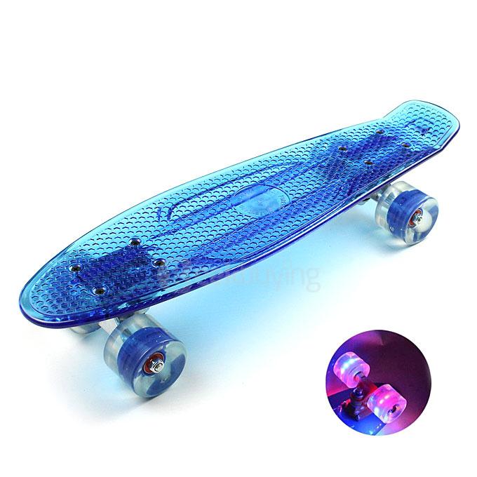FC-02 CBLU Mini Fish Skateboard Mini Skate Fish Long Board with Flashing Wheels