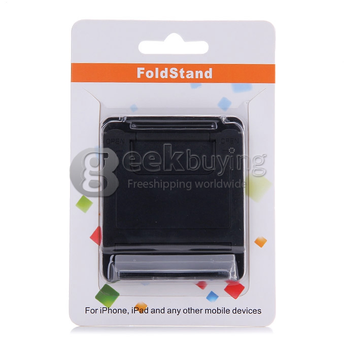 DZ-902 Universal Plastic Holder Fold Stand For iPhone iPad And Mobile Devices - Black