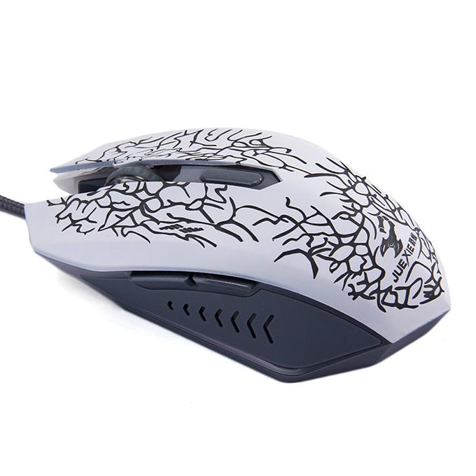 JUEXIE G5 Professional Wired Backlit Gaming Mouse with Colorful Breathing LED Light - White