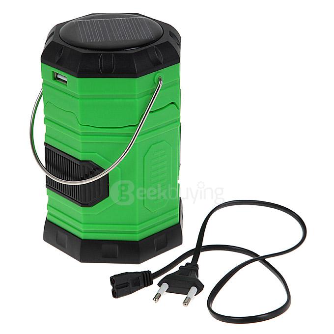 Y03 Solar Power Rechargeable 7-LED Camping Light With USB Interface - Green