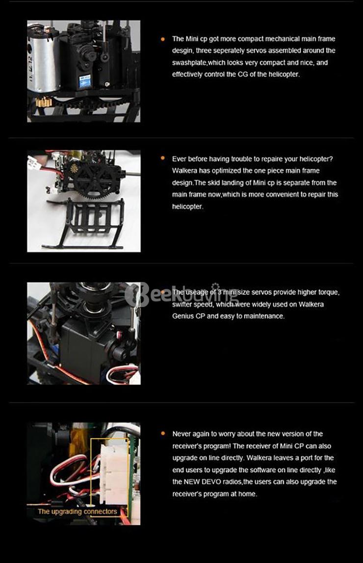 Walkera Mini CP Flybarless RC Helicopter 6CH 3Axis Gyro 3D Telemetry Sky Fighter BNF