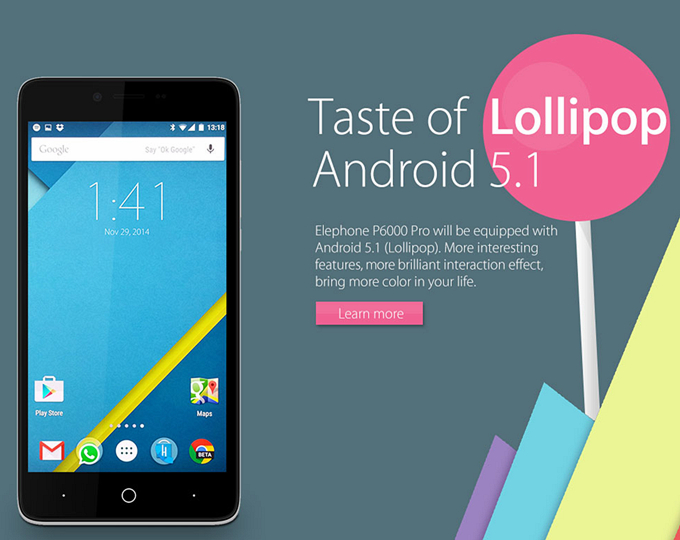 [HK Stock]Elephone P6000 Pro 3GB 16GB 5.0inch LG LCD Android 5.1 Smartphone 64-bit MTK6753 Octa Core 1.3GHz 13.0MP -  White