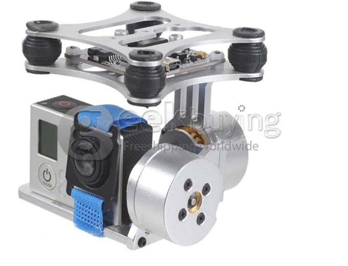 Aluminum Brushless Gimbal for GoPro Sport Camera DJI Phantom Aircraft - Silver